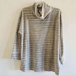 J. Jill FIT Grey Super Soft Velour Turtleneck Pullover Sweater Women's Size M